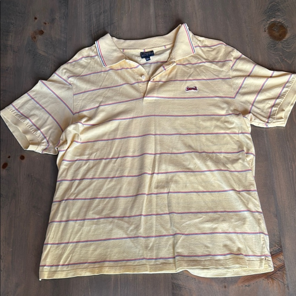 Le Tigre Men’s Yellow golf shirt with blue and red stripe  Polo Shirt